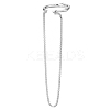 Rhodium Plated 925 Sterling Silver Cuff Earrings Chain Wrap Tassel Earrings No Piercing Cuff Earrings Chain Jewelry Gift for Women Men Couple JE1066B-1