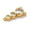 Rack Plating Brass Pave Clear Cubic Zirconia Flat Round Beaded Chandelier Component Links KK-U027-02G-2