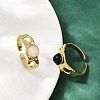316 Stainless Steel with Natural Mixed Gemstone Cuff Rings RJEW-Z098-01G-05-3