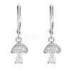 Clear Cubic Zirconia Mushroom Dangle Leverback Earrings EJEW-SW00011-25-1