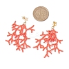 Star with Coral Handmade Glass Seed Beads Tassel Stud Earrings EJEW-MZ00472-01-4
