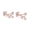 Brass Micro Pave Clear Cubic Zirconia Stud Earrings EJEW-F258-01A-RG-1