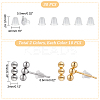 20Pcs 2 Color 201 Stainless Steel Beaded Horizontal Bar Stud Earrings with 316 Stainless Steel Pin for Women STAS-DC0008-84-2