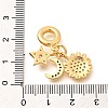 Brass Black & Clear Cubic Zirconia Sun & Star & Moon European Dangle Charms KK-U048-07G-3