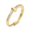 Rack Plating Brass Clear Cubic Zirconia Number 1 Adjustable Rings for Women RJEW-S407-09G-01-1