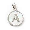 304 Stainless Steel with White Shell Pendants STAS-G268-01A-P-2