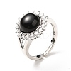 Natural Obsidian Adjustable Rings RJEW-P043-02P-17-4