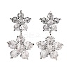 Rack Plating Flower Brass Stud Earrings EJEW-N055-44P-RS-1