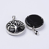 Natural Dyed & Heated Black Agate Pendants G-P350-D05-2