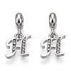 Platinum Rack Plating Alloy Rhinestone European Dangle Charms PALLOY-T048-36P-H-1