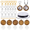 DIY Blank Dome Wood Flat Round Pendant Keychain Kits DIY-GA0007-43-1