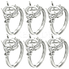 6Pcs Adjustable Brass Micro Pave Clear Cubic Zirconia Finger Ring Components ZIRC-BBC0003-43-1