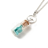 Glass Bottle with Synthetic Turquoise Chips Pendant Necklace NJEW-JN03841-03-1