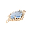 Golden Plated Brass Pave Clear Cubic Zirconia Connector Charms KK-L218-002G-02-2
