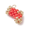 Christmas Handmade Glass Seed Beaded Christmas Stocking Charms PALLOY-MZ01069-02-3