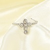 304 Stainless Steel Crystal Rhinestone Cuff Rings for Women RJEW-G338-03P-3