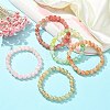 5Pcs 5 Color Crackle Glass Round Beaded Stretch Bracelets Set BJEW-JB09695-02-2