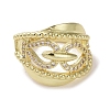 Brass Micro Pave Cubic Zirconia Open Cuff Ring RJEW-K256-51G-2