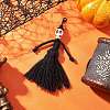 Halloween Cotton Threads Tassel & Synthetic Turquoise Skull Pendant Decorations HJEW-JM03757-01-1