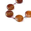 Natural Striped Agate/Banded Agate Coin Beads Strands G-NH0040-01B-3