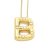 Brass & Plastic Pearl Letter Pendant Box Chain Necklaces for Women NJEW-U017-01G-02-1