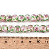 Handmade Lampwork Inner Flower Rondelle Beads Strands LAMP-T022-24K-4