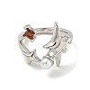 Star Zinc Alloy Rhinestone Open Cuff Ring RJEW-Z048-02P-01-2