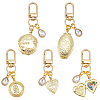 4Pcs Brass Locket Pendants & Alloy Rhinestone Pendant Decorations HJEW-NB00322-1