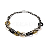 Spray Painted Disc Freshwater Shell & Acrylic Beaed Bib Necklaces NJEW-S427-02E-1