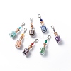 7 Chakra Tumbled Gemstone Chips Filling Wishing Bottle Pendant Decorations HJEW-JM00779-1