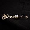 Piercing Jewelry Real 18K Gold Plated Brass Rhinestone Heart to Heart Navel Ring Belly Rings AJEW-EE0001-70B-4