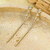 Stainless Steel Clear Cubic Zirconia Tassel Stud Earrings EJEW-D303-04G-1