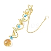 Iron Spiral & Glass Octagon & Teardrop Hanging Suncatchers HJEW-F025-01G-03-3