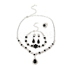 Teardrop Alloy Rhinestone Bracelets & Stud Earrings & Necklaces & Rings Set for Women SJEW-M102-02S-02-2