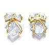 Brass Inlaid Clear Cubic Zirconia Pendants ZIRC-S069-010G-2