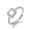 Square Brass Micro Pave Clear Cubic Zirconia Adjustable Ring Components LS-KK-NH0001-21P-1