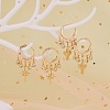 Cactus Brass Dangle Huggie Hoop Earrings EJEW-SW00001-05-3