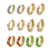 Rack Plating Flower Brass Enamel Hoop Earrings EJEW-H143-13G-2