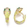 Green Cubic Zirconia Snake Huggie Hoop Earring EJEW-N011-46I-NF-2