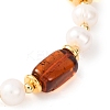 Adjustable Brass Cable Chains & Natural Cultured Freshwater Pearl & Amber Beads Slider Bracelets for Women BJEW-JB13325-2
