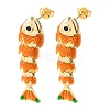 Fish Brass Micro Pave Cubic Zirconia Dangle Stud Earrings EJEW-C174-05G-02-4