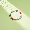Synthetic Turquoise(Dyed) Cross Beaded Stretch Bracelet BJEW-JB08450-01-2