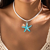 Bohemian Style Resin Starfish Pendant Faux Suede Cord Double Layer Necklaces for Women WG2E11B-06-1