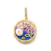 Brass Micro Pave Cubic Zirconia & Enamel Pendants KK-R222-15G-02-1