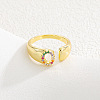 Brass Micro Pave Colorful Cubic Zirconia Cuff Open Rings FS-WG163C1-15-1