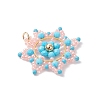 Glass Seed Beaded Snowflake Pendants PALLOY-MZ00953-02-3