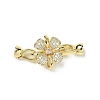 Rack Plating Flower Brass Pave Clear Cubic Zirconia Fold Over Clasps KK-E080-01G-1
