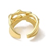 Brass Cubic Zirconia Bamboo Open Cuff Ring RJEW-Z019-01G-3