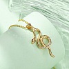 Brass Micro Pave Clear Cubic Zirconia Snake Pendant Necklaces LS-NJEW-S438-02B-G-3