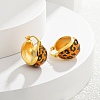 Leopard Print Brass Enamel Hoop Earrings for Women EJEW-U055-11A-G-1